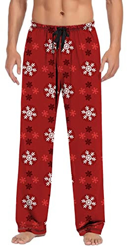 Generisch Long Chequered Sleepwear Men's Long Pyjama Bottoms Soft Sleep Pants Plaid Loungewear Men's Checked Trousers Classic Training Trousers with Pockets