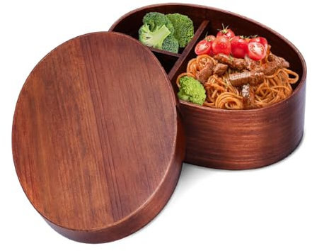 Natudeco Holz-Lunchbox, Japanisches Sushi-Tablett, Lunchbox, Holz-Bento-Box, Reisbehälter Mit 3 Fächern, Für Picknick, Erwachsene, Studenten, Büroangestellte