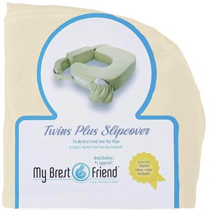 0056 - My Brest Friend & Baby wild - Bezug für amerikanisches Zwillings-Stillkissen, Bio-Baumwolle, Farbe: Vanilla