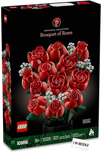 Lego Icons Botanisk rosbukett (10328) med polybag-present, klämbyggstenar blommor som lego-dekoration för vuxna
