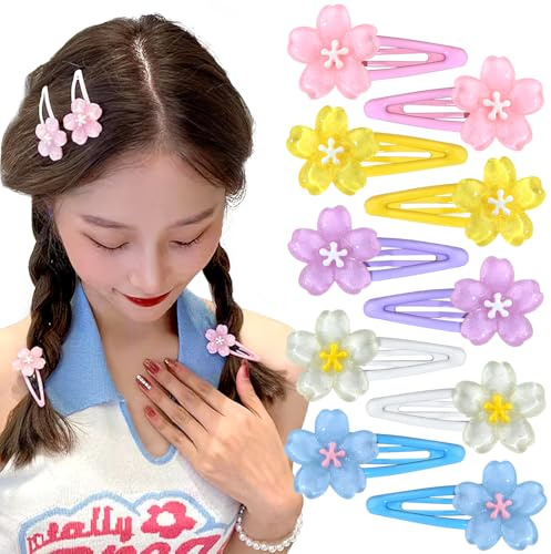 10 Stück Blumen Haarklammer Hair Clips Gelee Flowers Haarspangen Damen Sakura Flower Hair Clip Haarklammern Y2K Seitenpony Haarspange Blume Bonbonfarbig Haarspangen Mädchen Haarclips Hair Accessories