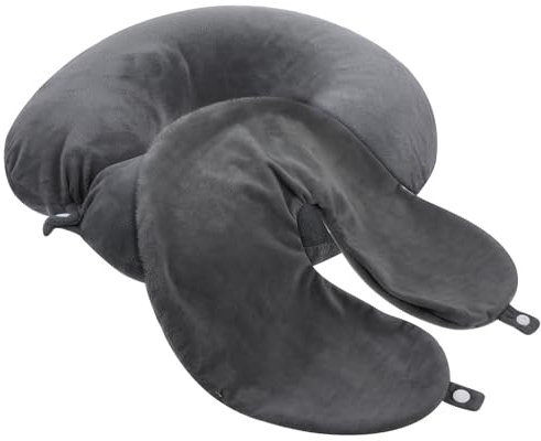 Prasacco 2 fundas para almohada cervical en forma de U, 30 x 30 cm, funda para cojín cervical, color gris oscuro, con cremallera, lavable de terciopelo de cristal, funda de almohada cervical para