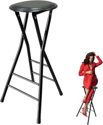 Sgabello da bar pieghevole alto per adulti, set di 2 sedie rotonde imbottite da 70 cm e 60 cm