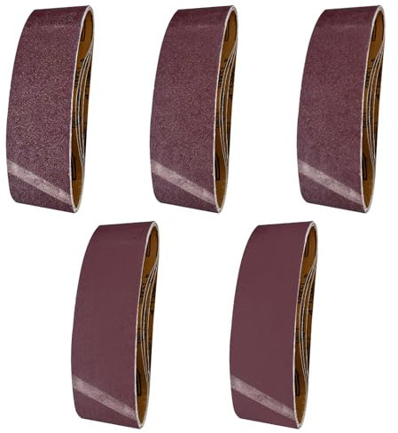 Maxentico 20 Pièces Bande Abrasive 75x533 mm, Ceinture de Ponçage Bande, Bandes Abrasives, Bande Ponceuse pour Ponçage et Polissage avec Ponceuse à Bande (4 X Grains 40/60/80/120/180)