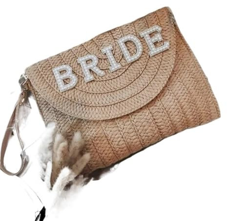 VONCYKI Clutch für Braut, Frau, Boho, rustikal, Strand, Pool, Brautparty, Hochzeit, Verlobung, Flitterwochen, Junggesellinnenabschied, Dekoration, Geschenk, Braut, Einheitsgröße