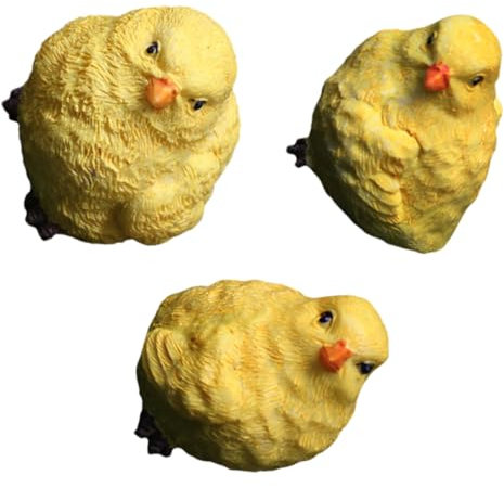 Supvox Entzückende Hühnerfiguren 3 Stück Miniatur-küken-Ornamente Aus Kunstharz Tierdekor Für Garten- Und Heimdekorationen