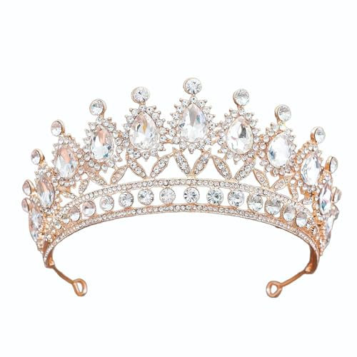 NIYANGLE Vintage Tiara Krone, Hochzeit Braut Tiara Glitzernde Kristall Stirnbänder Königin Krone für Frauen Hochzeiten Kostüm Party Geburtstag Haarschmuck