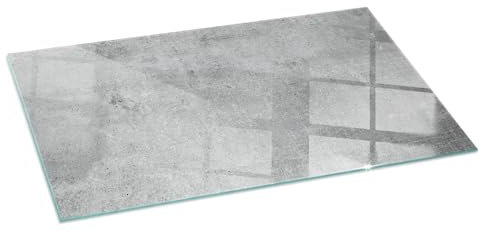 Kamin Bodenplatte Glas 140x70 cm Nachhaltig Wohnzimmer Rechteckig Spritzwasserschutz Sicherungsblech Bodenbelag Polierte Kanten Schutz vor Glut Herdboden - Rohe Betonstruktur