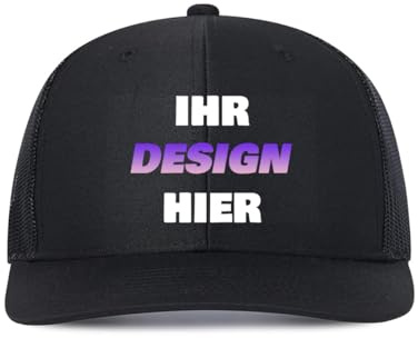 Kustima Basecap personalisiert mit Foto/Logo/Text,Kappe selbst gestalten mit Ihrem Logo,Unisex Trucker-Kappe Mesh Cap personalisierte,Verstellbare Baseball Caps für Männer & Frauen Schwarz