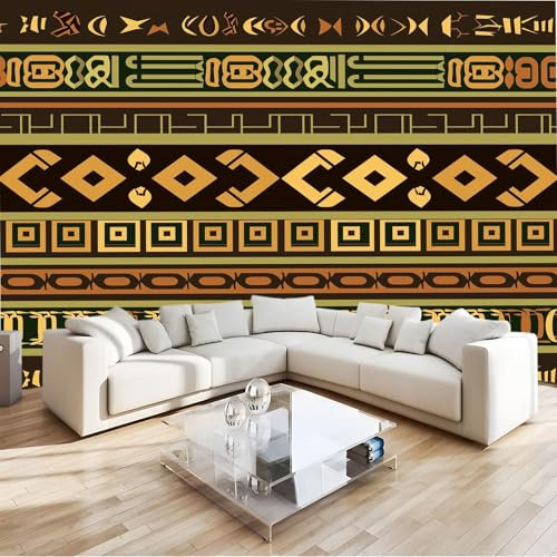 Papier Peint Rayures Géométriques Rétro300 x 210 cm Décoration Papier Peint Moderne Jaune Murale facile à nettoyer, idéale pour chambre et salon, avec un design unique et moderne