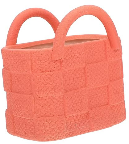 SOIMISS Jarrón de Cerámica Forma de Bolso Naranja, Adorno Creativo para Decoración del Hogar y Escritorio, Tacto Suave