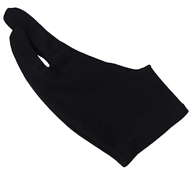 BESTYASH Artist Two Finger Gloves 2pcs, Black Large Curved Drawing Gloves for Sketching and Painting, Anti-Smudge Finger Cots Suitable for Artists and Digital Tablet Use
