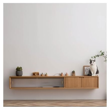 Moderno mobile mobile per TV con contenitore da 70/79, console multimediale a parete, elegante centro intrattenimento in legno con ante, grande mobile TV per soggiorno e camera da letto
