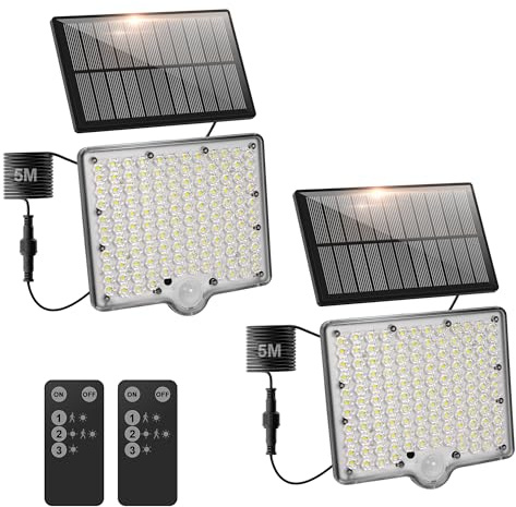 Macchiatto Lámparas solares para exteriores, lámparas solares con detector de movimiento, IP65, resistentes al agua, con 3 modos y 1800 mAh, lámparas solares para jardín, terraza, camino, balcón