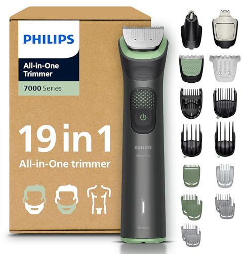 Philips Multigroom 7000 Series All-in-One 19-Piece Trimmer - Shaver and Clipper for Face, Head & Body, Self-Sharpening Full Metal Blades, 26 Length Settings (0.5-20 mm), Model MG7962/30