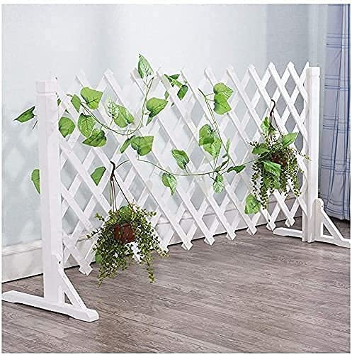 Traliccio retrattile per esterni, staccionata in legno espandibile per patio, giardino e interni, bordura decorativa portatile in bianco (1 pezzo, 160 x 110 cm)