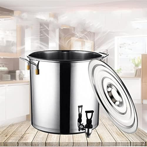 Pentola multifunzione in acciaio inox con rubinetto, pentola di grande capacità con coperchio, adatta a tutti i tipi di fornelli (30 x 30 cm)