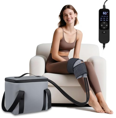 Machine à glace post-chirurgie, machine de thérapie par le froid portable avec minuterie, pompe silencieuse, coussin confortable pour genoux, taille, coudes, hanches et cheville, cadeau pour papa et