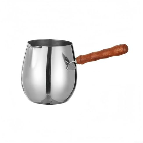 Filteilect Cafetière turque en acier inoxydable avec poignée en bois pour infuser du café, faire fondre du chocolat, chauffer des sauces, faire mousser le lait pour – 300 ml, 420 ml, 600 ml (300 ml)