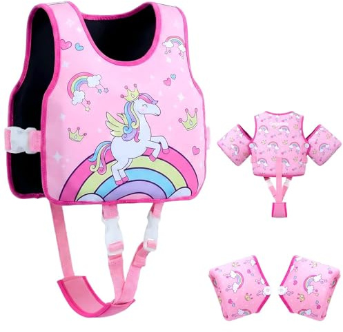 Gogokids Chaleco salvavidas para niños con alas desmontables y 8 elementos de flotabilidad, ayuda de natación ajustable para niños de 2 a 6 sí (15-30 kg), manguitos de natación para piscina y clases