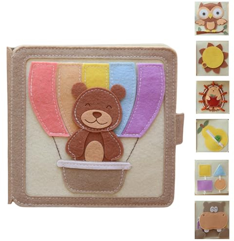 Habi Kids Mini Quiet Book Bärchen Ab 3 Monaten | Filz-Sensorikbuch mit Fingerpuppe, Handgefertigt, Bildschirmfreies Spielzeug für Unterwegs, Mit Fädeln, Reißverschluss