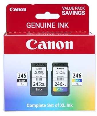 Canon PG-245 XL / CL-246 XL Genuine Ink Value Pack (2 Cartridges), Compatible with iP2820, MG2420/2924/2920/3020/2522/2525, MX492, TS3120/302/302a/202/202a/4520/3320