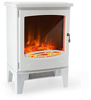 Klarstein Meran Cheminée électrique à Effet de Flamme - Cheminée électrique, 950 ou 1850W, Thermostat, InstaFire sans fumée, Dimmable, Anti surchauffe, Blanc