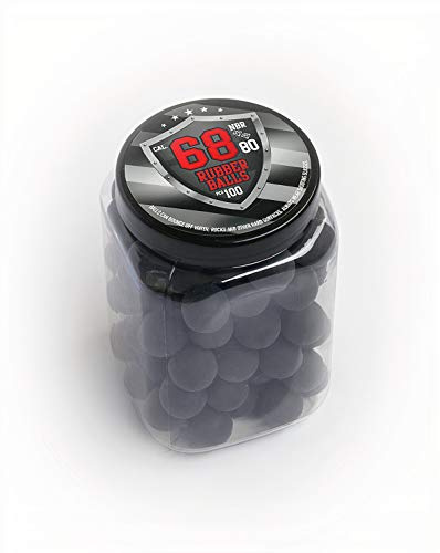 100 x SFERE DI GOMMA DENTI PALLONI DI VERNICE - Rubber Balls Paintballs in 68 cal. per pistole T4E in calibro 68 HDS & SG