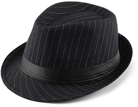 Faletony Unisex Classic Manhattan Structured Gangster Trilby Fedora Hat Black
