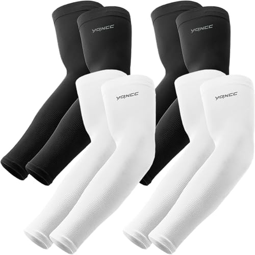 YQXCC 4 Pairs Arm Sleeves | Cooling UV Sun Protection | Sports Compression | for Men Women | for Golf Basketball Football