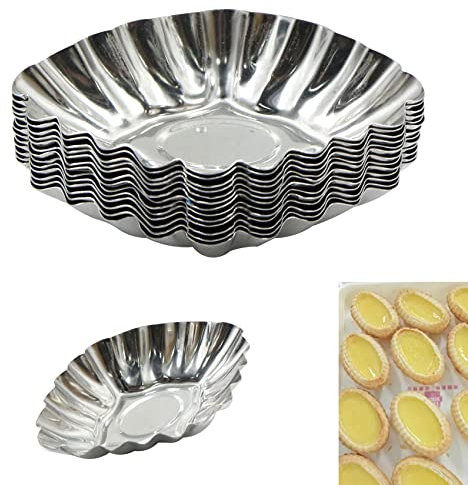 Stampo Crostate Quiche Crostate All'Uovo - Acciaio Inossidabile Crostate Mini Stampi Rivestimento Antiaderente Cupcake Stampo Biscotti Budino Strumento Cottura Forma Diamante Confezione Da 20