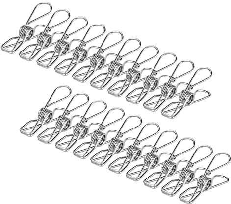 Wäscheklammern Edelstahl, 40 Stück Power Clips Edelstahlklammern, Edelstahl Wäscheleine Klammern für Handtuch, Kleidung, Socken-Silber