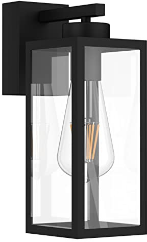 K-Bright Lampade da Esterno, E27 Vintage Lanterna da Parete per Giardino, Applique Esterno impermeabile e antiruggine, Applique a Muro della Porta Anteriore, Nero, 30cm (senza Bulbo)