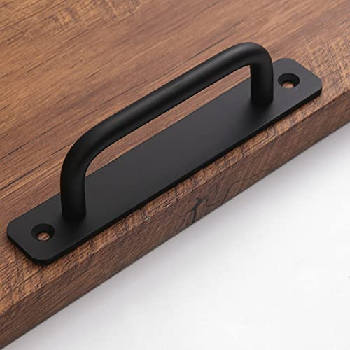 Ntresbonne 12 Pack 5 Inch 128 mm Matte Black Cabinet Pulls with Base Plate Cupboard Aluminum Handles Drawer Pull Cabinet Handles