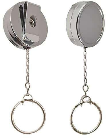 Badge Reels Retractable 2Pack Heavy Duty Badge Reel with Metal Chain, WENSUNNIE Metal ID Nurse Badge Reel Retractable Card Holder Keychain with Clip for Nurse Accessories for Work
