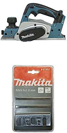 Makita DKP180Z Akku-Hobel 82 mm 18V (ohne Akku, ohne Ladegerät) + Wendemesser HM 82mm+Druckpl.