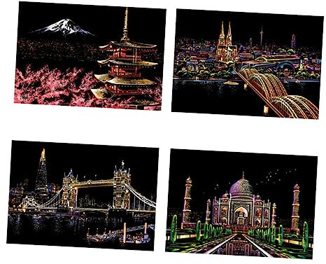 TOYANDONA Handgemachtes Erwachsenen-dekompressionswerkzeug Diy Kratzbild Fuji Berg Kreatives Basteln Entspannung Geschenk Malvorlage Mit Lebendigem Muster