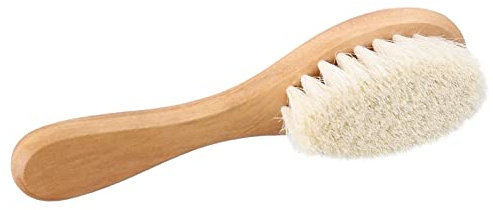 Babybürste Ziegenhaar mit Holzgriff - Baby-Kopfmassagepflegekamm für Entwirren, Hautstimulierung & Durchblutung - Natürliche weiche Bürste für Haarpflege und Gesundheitsförderung