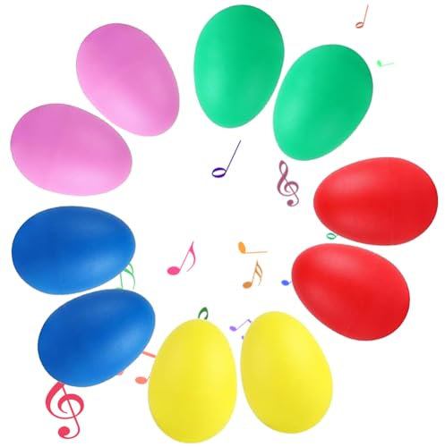 Maracas-Eier, 10 Stück Shaker in Eierform, Musikinstrumente für Kinder, ideal für Eltern-Kind-Aktivitäten, Osterdekoration, kreative Freizeit und Lernspiele