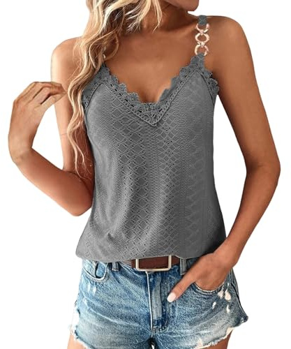 Tank Top Damen Trägershirt - Ärmellose Bluse Damen Sexy Spaghetti T Shirt Summer Ketten Trägertop Spitzen Oberteile Camisole Tunika Blusentop Tanktops & Träger-Tops für Frauen Teenager Mädchen