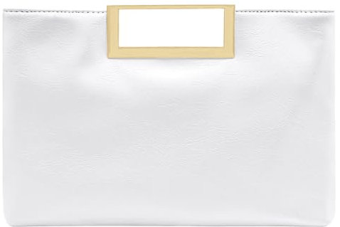 Milisente Damen Clutch Handtasche Schultertasche Elegant Abendtasche mit Handle Crossbodytasche Für Hochzeit (Weiß)