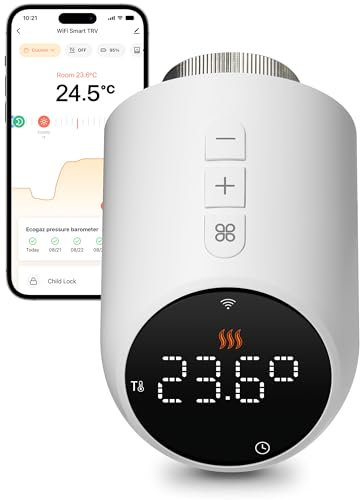 Beok Smart Heizkörperthermostat Benötigt Tuya Gateway Zigbee Thermostat, Thermostat Heizung Digital Heizungsregler Heizkörper Thermostatkopf Mit App Funktion, Kompatibel mit Alexa und Google Assistant