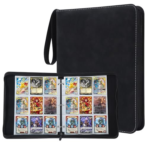 Sammelkarten Album,40 Seiten 900 Karten Trading Cards Mappe, Tragbarer Sammelalbum Album mit Reißverschluss,Karten Ordner,Verwendet zum Sammeln von Spielkarten und Sportkarten (Schwarz 900)