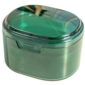 SQOYEI Joint Boite Gouttiere Dentaire Nettoyage du Stockage 2 Et 1, Boite Dentier Adulte pour Les Prothèses Complètes avec Panier de Vidange Boite Appareil Dentaire Restaurant(Vert)