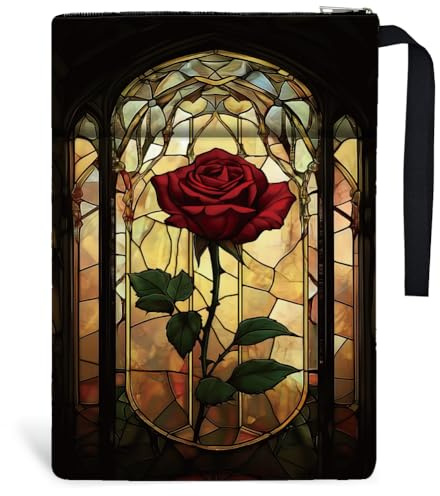 Hobbspring 1 housse de livre, avec poche, 34 x 24 cm, motif de roses, style vintage, pour livres de poche, pour les étudiants, les enseignants et les amateurs de livres