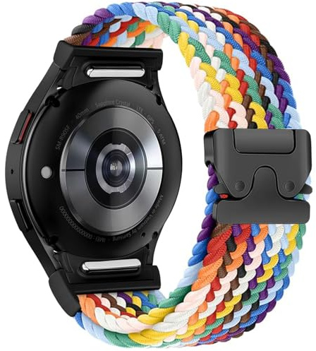 Issinlky No Gap Nylon Flätat armband Kompatibel med Galaxy Watch 7/FE/6/5/4 40mm 44mm, Elastiskt Magnetiskt Spänne armband för Galaxy Watch 6 Classic/4 Classic/5 Pro Herren Damen