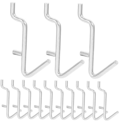 FIXOSHEE Lot De 25 Crochets Métalliques Pour Panneaux Perforés : Crochets Robustes Pour Outils, Fournitures Pour Garage, Atelier, Bureau, Cuisine, Magasin
