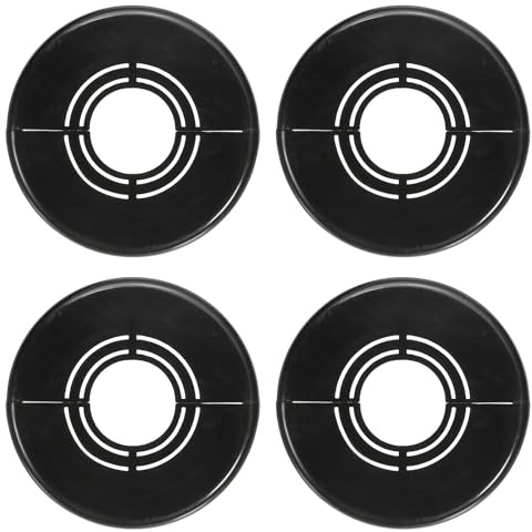 sourcing map Flangia divisa da parete, 10 mm, in plastica, rotonda, regolabile, copertura per tubi, rosetta a clip, per bagno, cucina, WC, colore nero, 4 pezzi