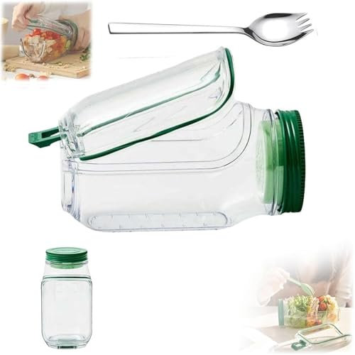 ERISAMO Salad Pod, Vertical Layering Salad Pod Built-In Bowl Design, Fresh Salads Bowl Shaker Compact All-in-One Container to Go for Lunch Meal Prep, Easy to Clean (1Pcs)