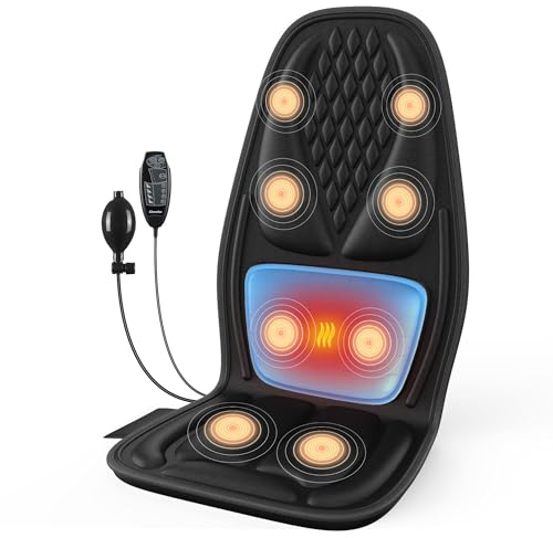 comrelax Back Massager with Heat with 8 Motors, Massage Chair Pad, Seat Massager with Back Traction for Full Body Massage, Massage Cushion for Home/Office/Easter